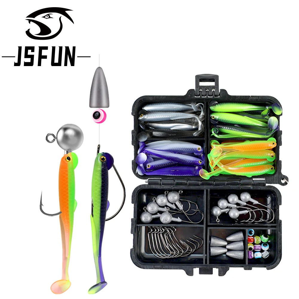 Jig Head Lure - JSFUN 75pcs Silicone Lure Set with