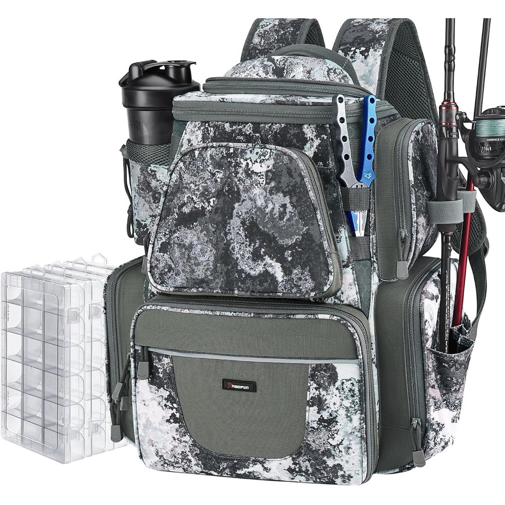 Tackle Box - Fishing Backpack with Dual Rod Holders